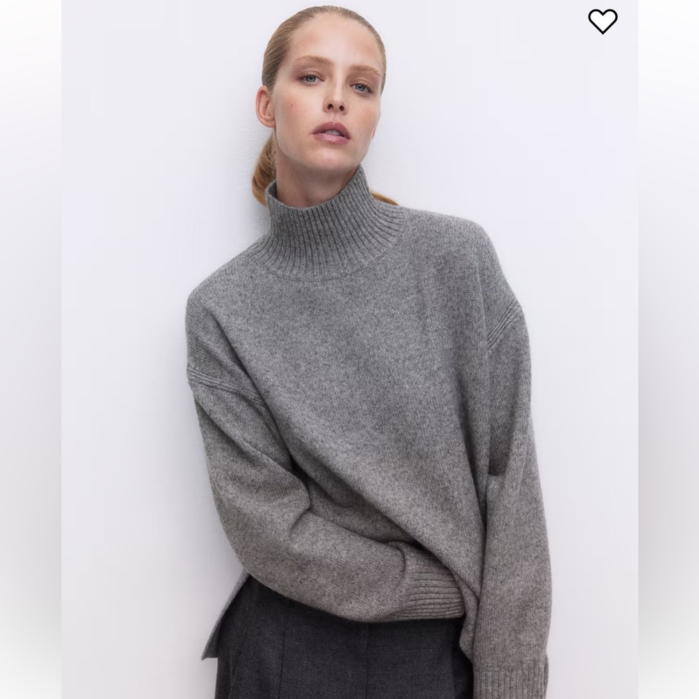 NEW Oversized Turtleneck Sweater Grey S